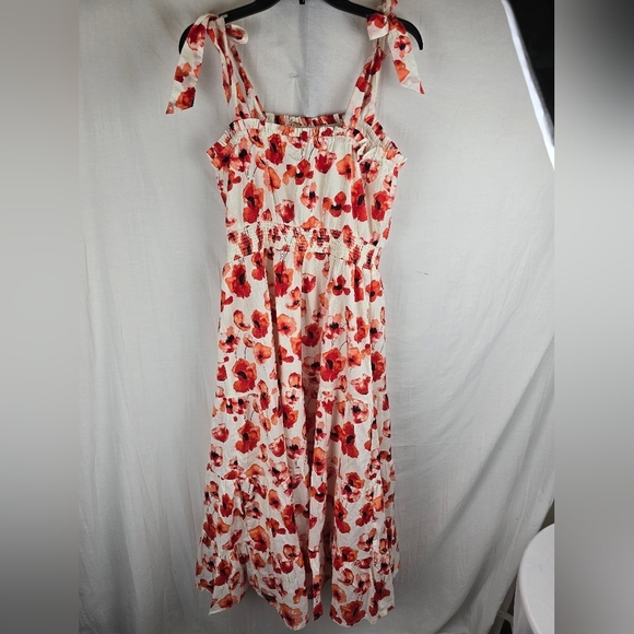 Matilda Jane Floral Sleeveless Red & White Teired Dress Sz M - Picture 10 of 14